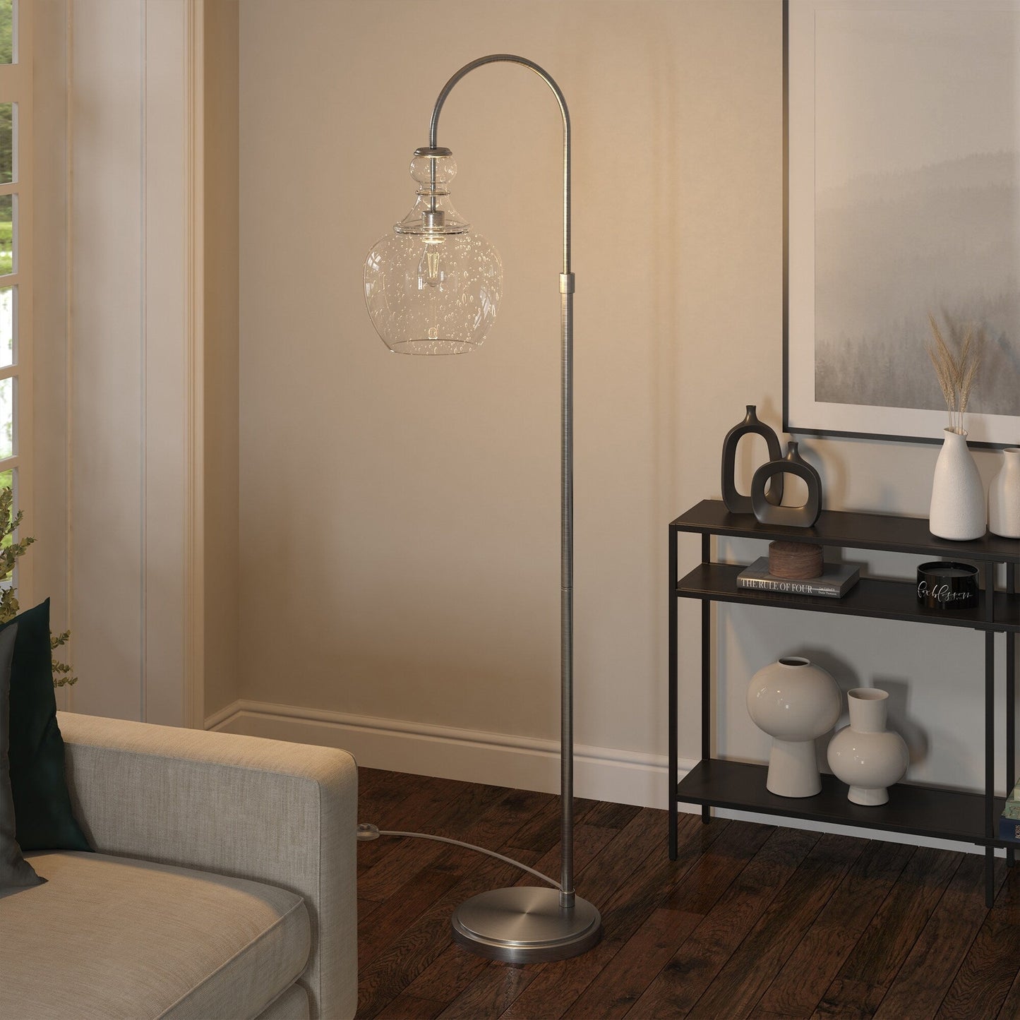 Lampadaire Verona Arc avec abat-jour en verre