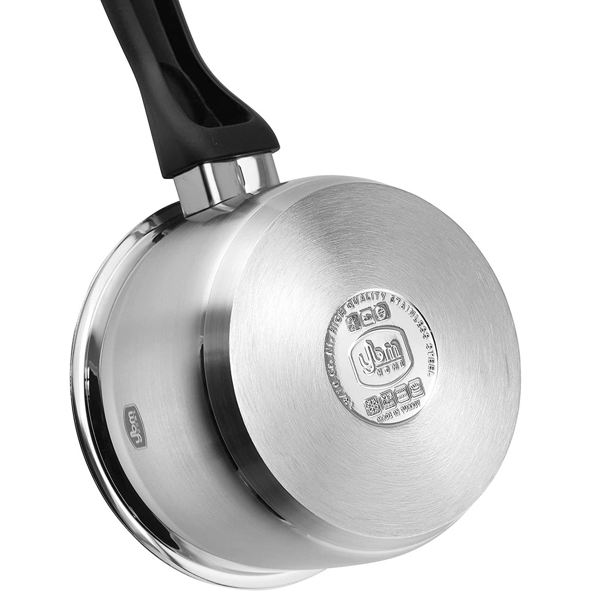 Marmite à sauce professionnelle YBM Home en acier inoxydable 18/10, avec couvercle et base capsule triple épaisseur, compatible induction, avec poignée