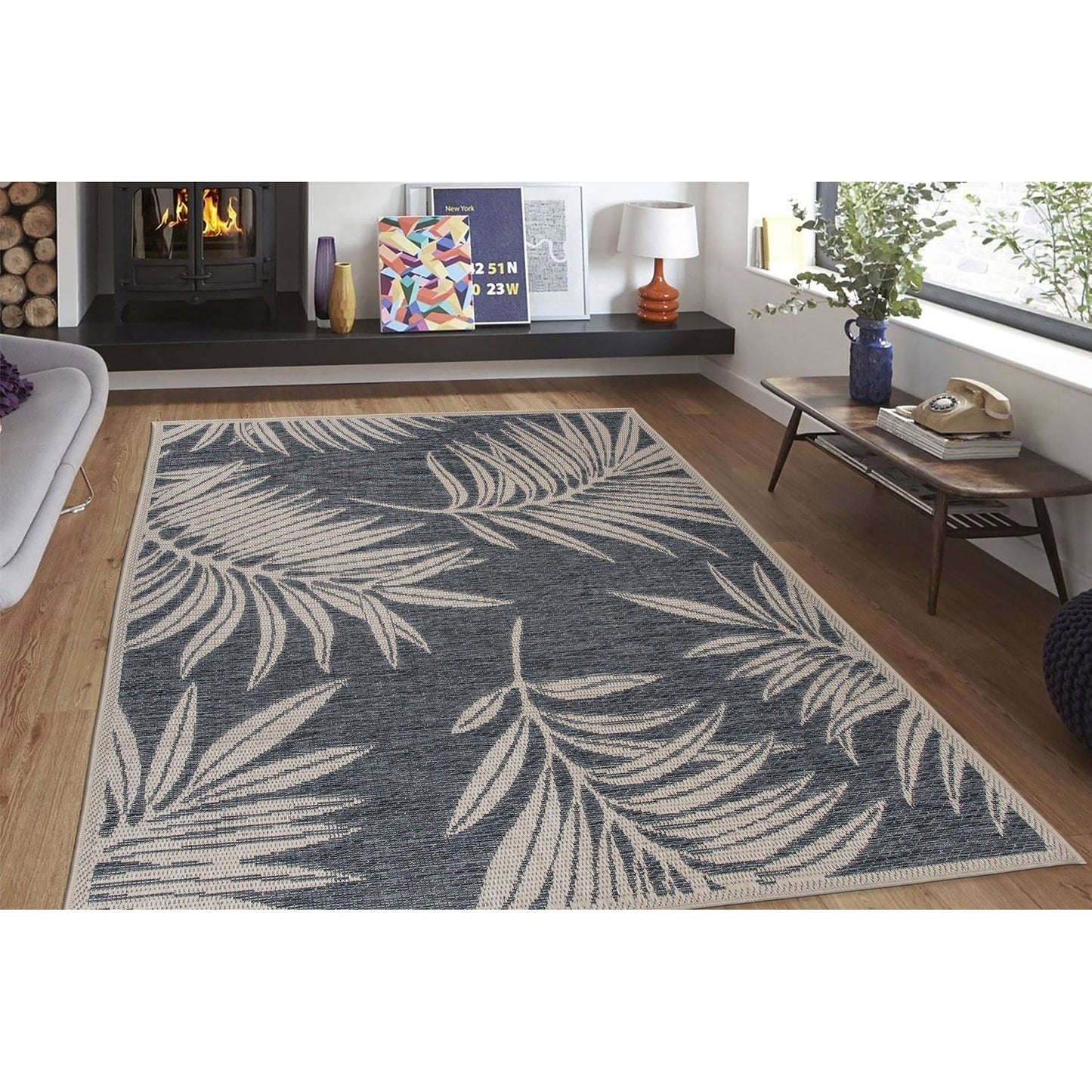 Tapis d'intérieur/extérieur contemporain à motif floral World Rug Gallery