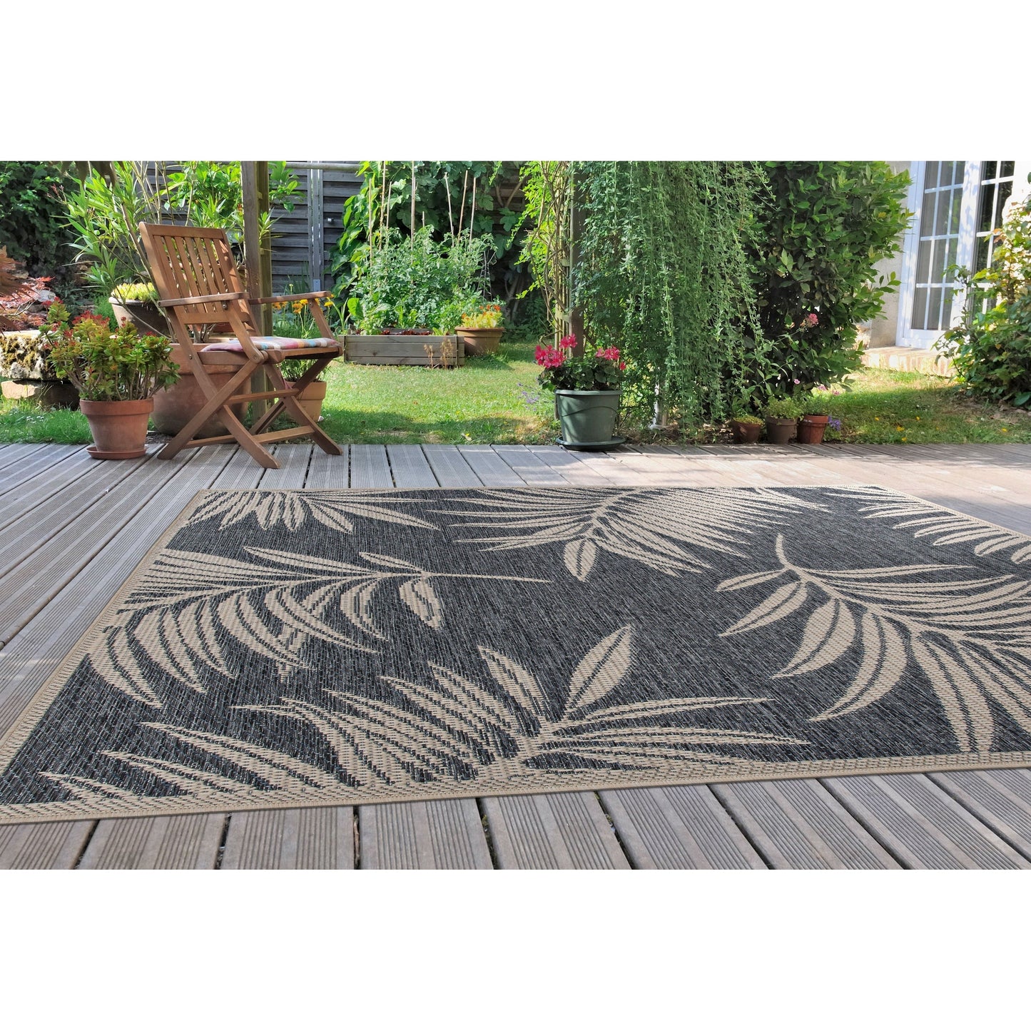 Tapis d'intérieur/extérieur contemporain à motif floral World Rug Gallery