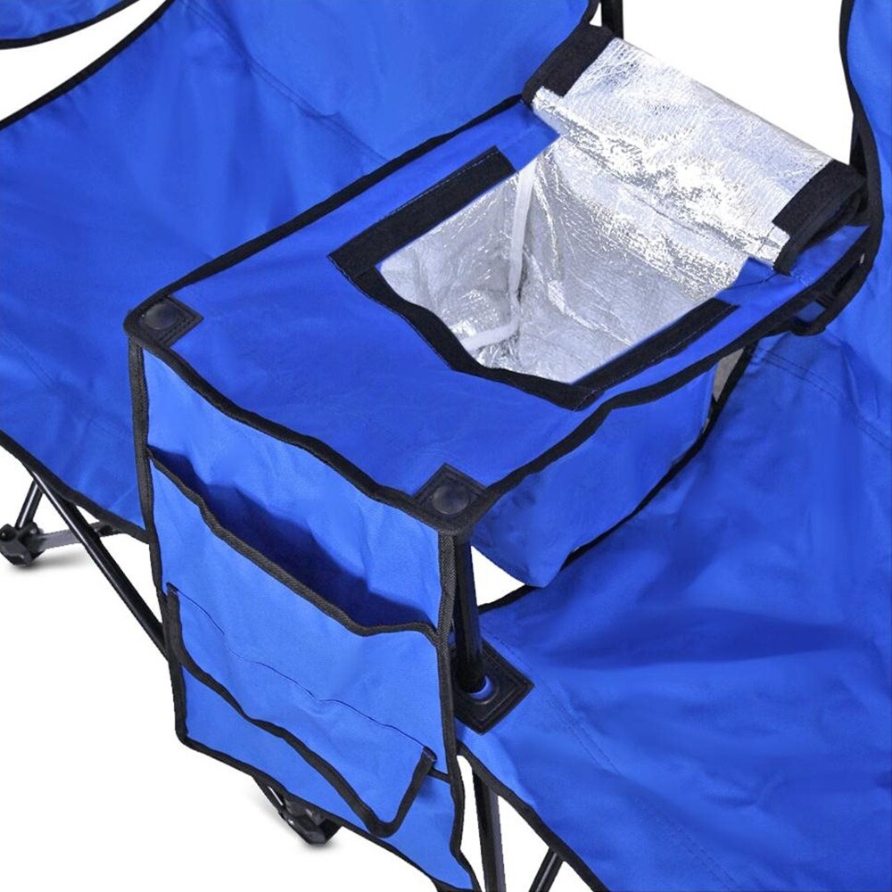 Chaise pliante double portable GoTeam avec parapluie amovible, sac isotherme et étui de transport