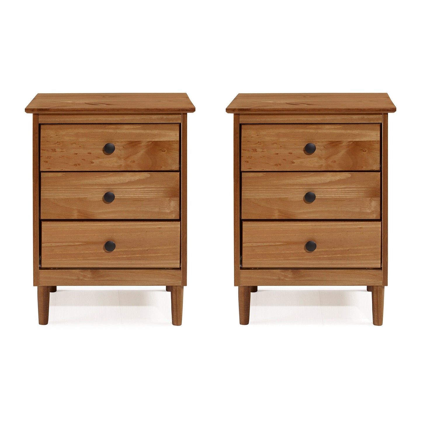 Table de chevet 3 tiroirs en bois massif Walker Edison Bullrushes, lot de 2