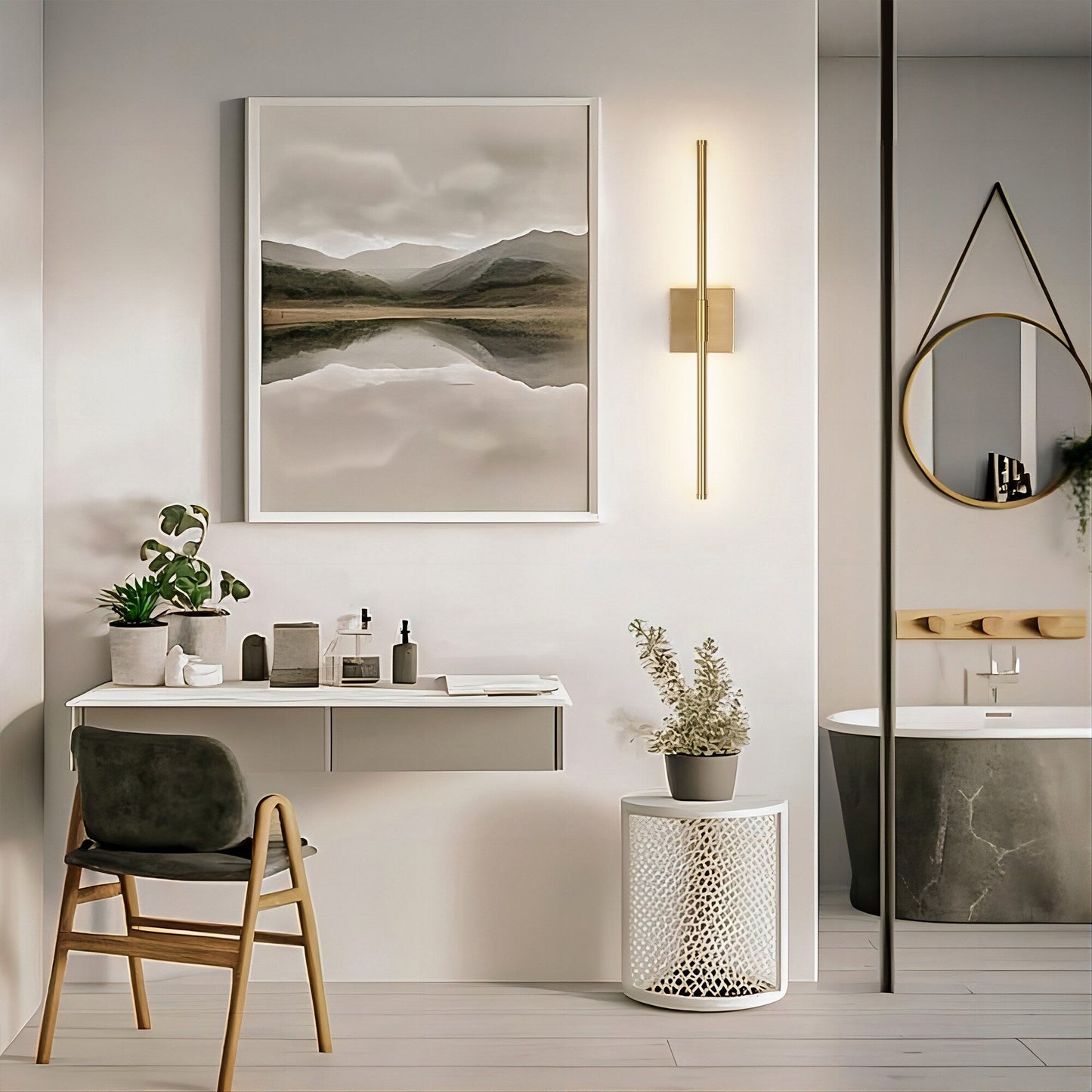 Applique murale de salle de bain à 1 lumière, linéaire et moderne, à intensité variable, à DEL intégrée, de 23,6 po