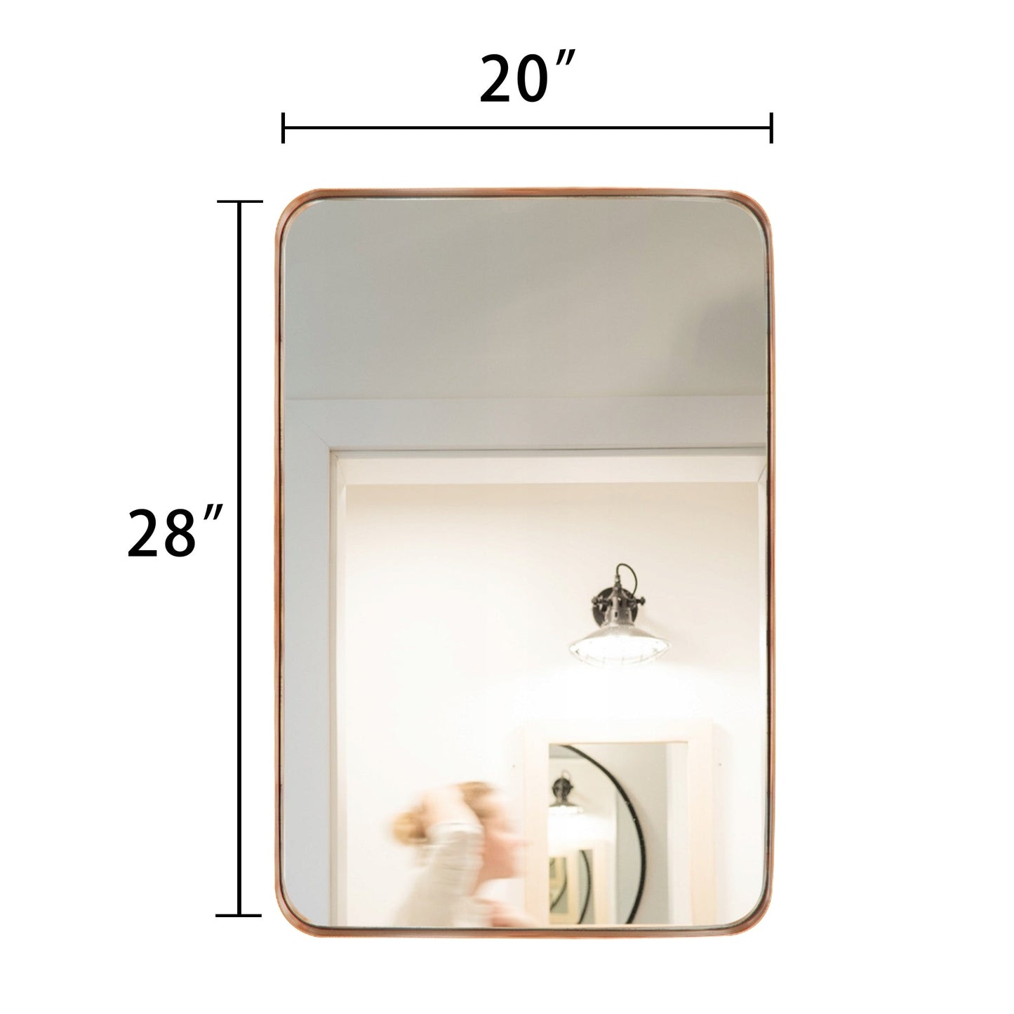 Miroir mural de salle de bain avec coin arrondi (1 pièce)