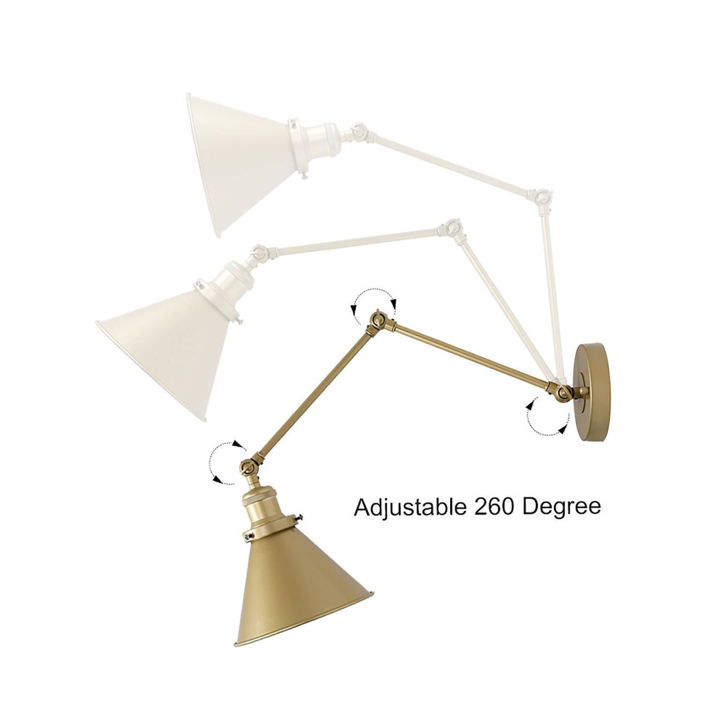 Lot de 2 appliques murales modernes à bras pivotant réglables et câblées