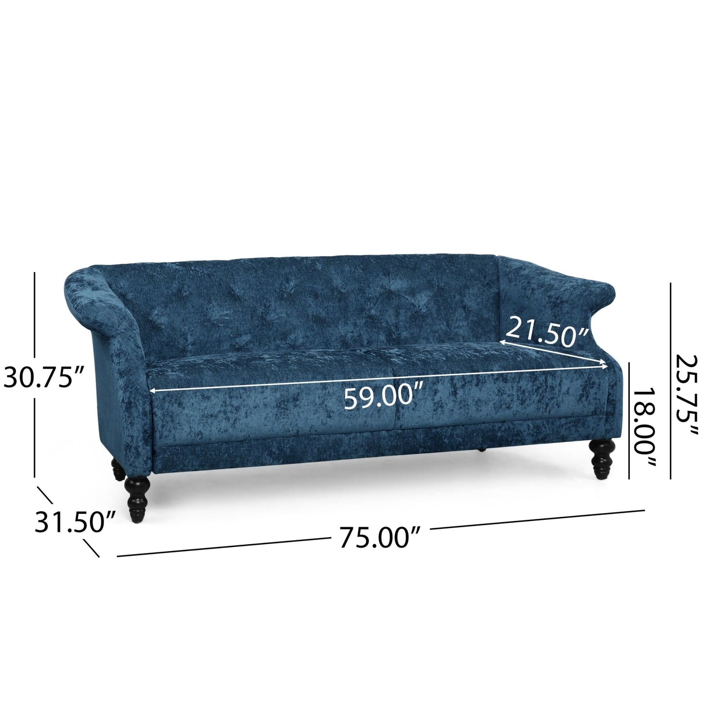 Velvet Loveseat Flared Arms Tufted Sofa with Deep Seat