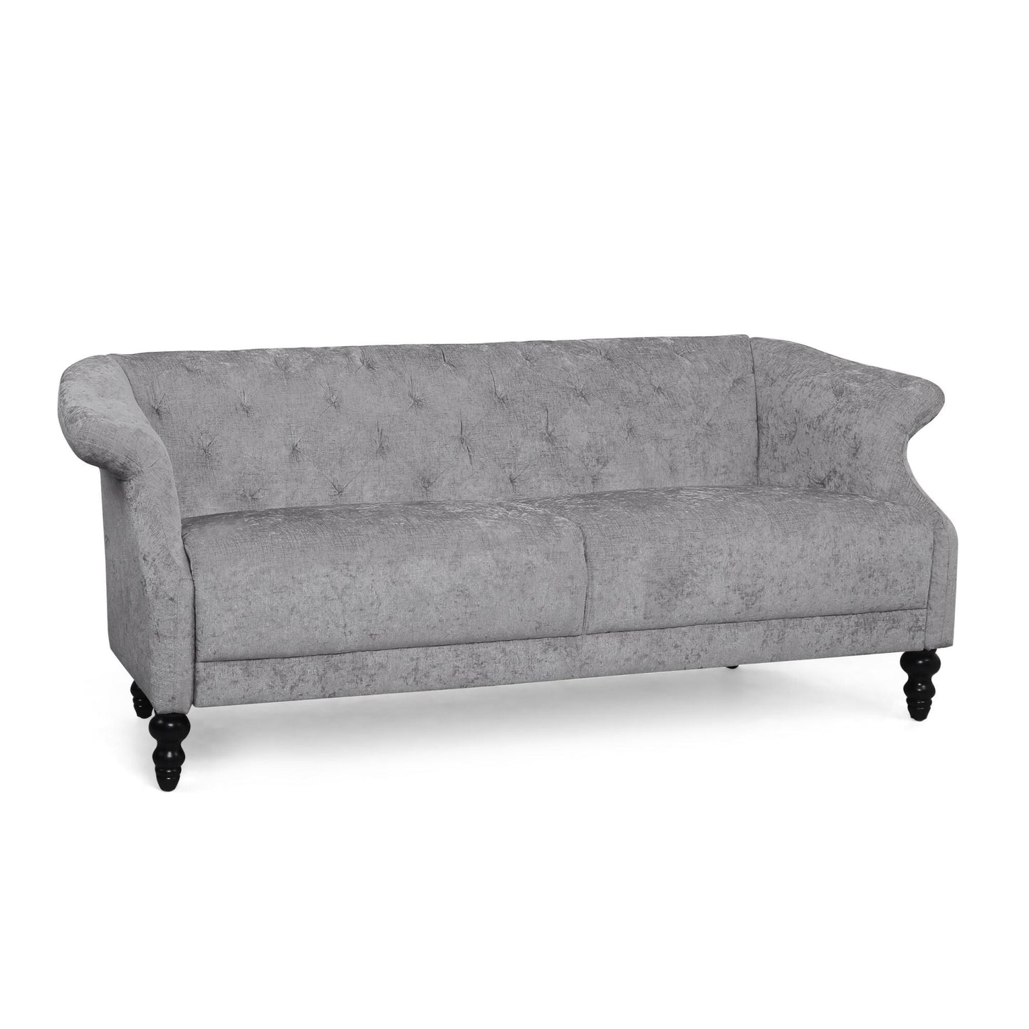 Velvet Loveseat Flared Arms Tufted Sofa with Deep Seat