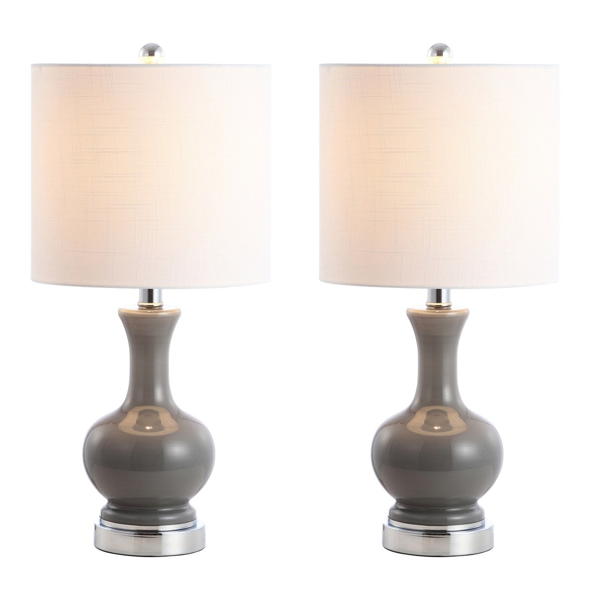 Lampe de table à LED Vermont 22 en verre/métal, blanche (lot de 2) par JONATHAN Y