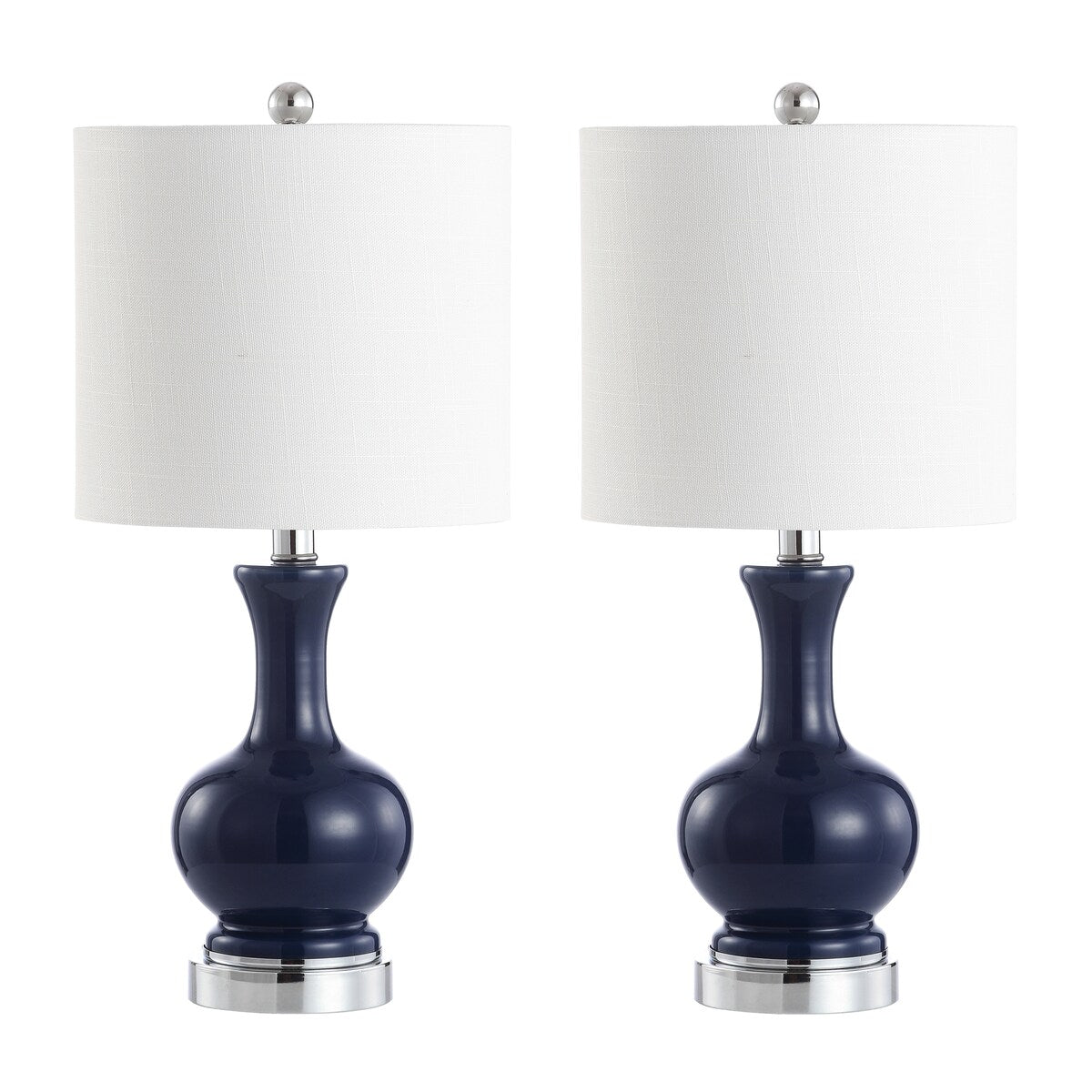 Lampe de table à LED Vermont 22 en verre/métal, blanche (lot de 2) par JONATHAN Y
