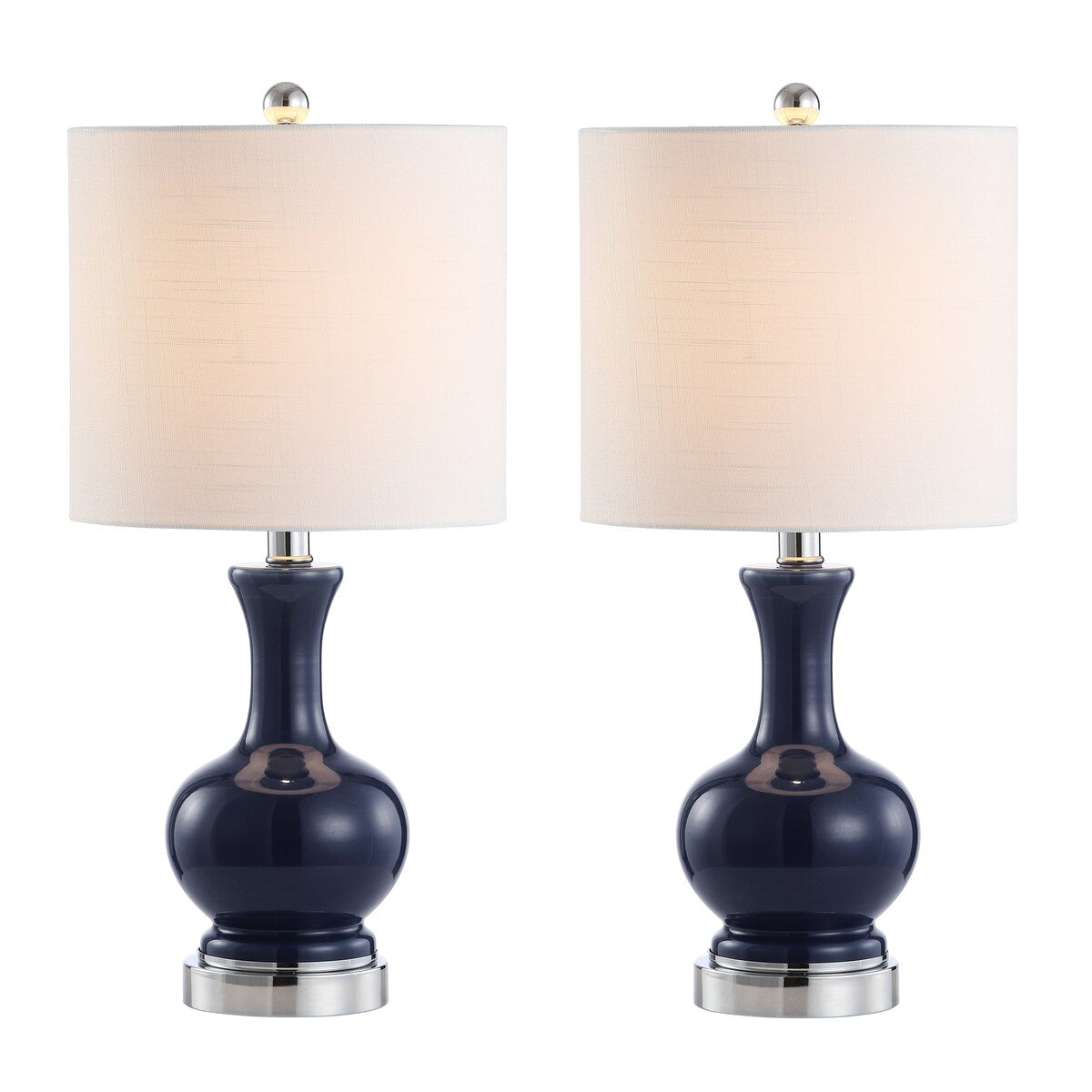 Lampe de table à LED Vermont 22 en verre/métal, blanche (lot de 2) par JONATHAN Y