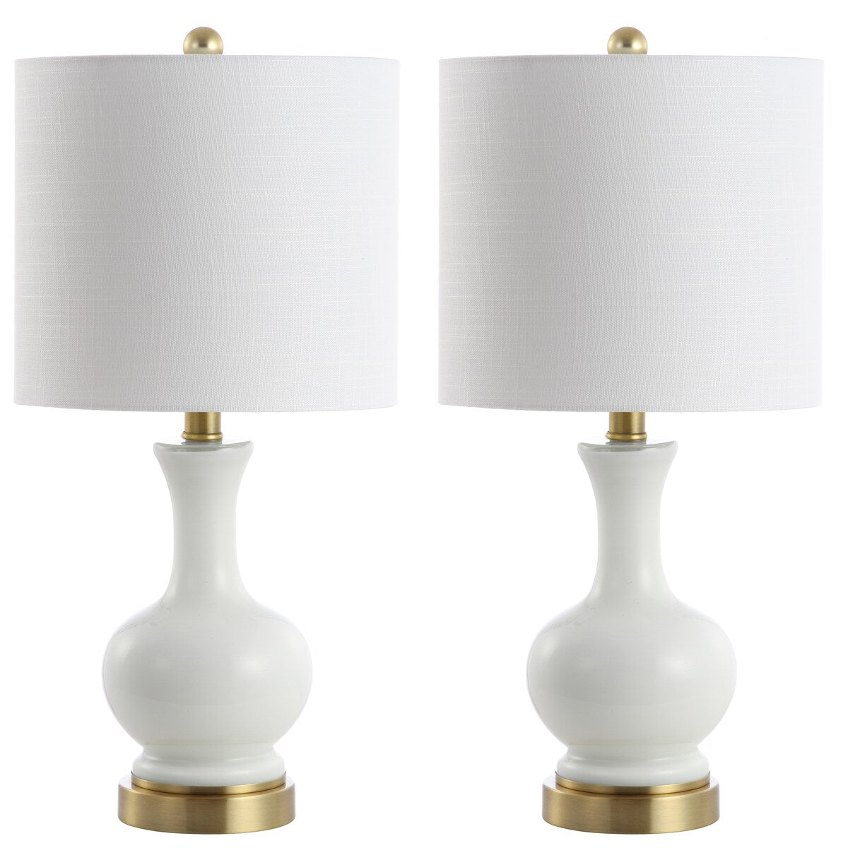 Lampe de table à LED Vermont 22 en verre/métal, blanche (lot de 2) par JONATHAN Y