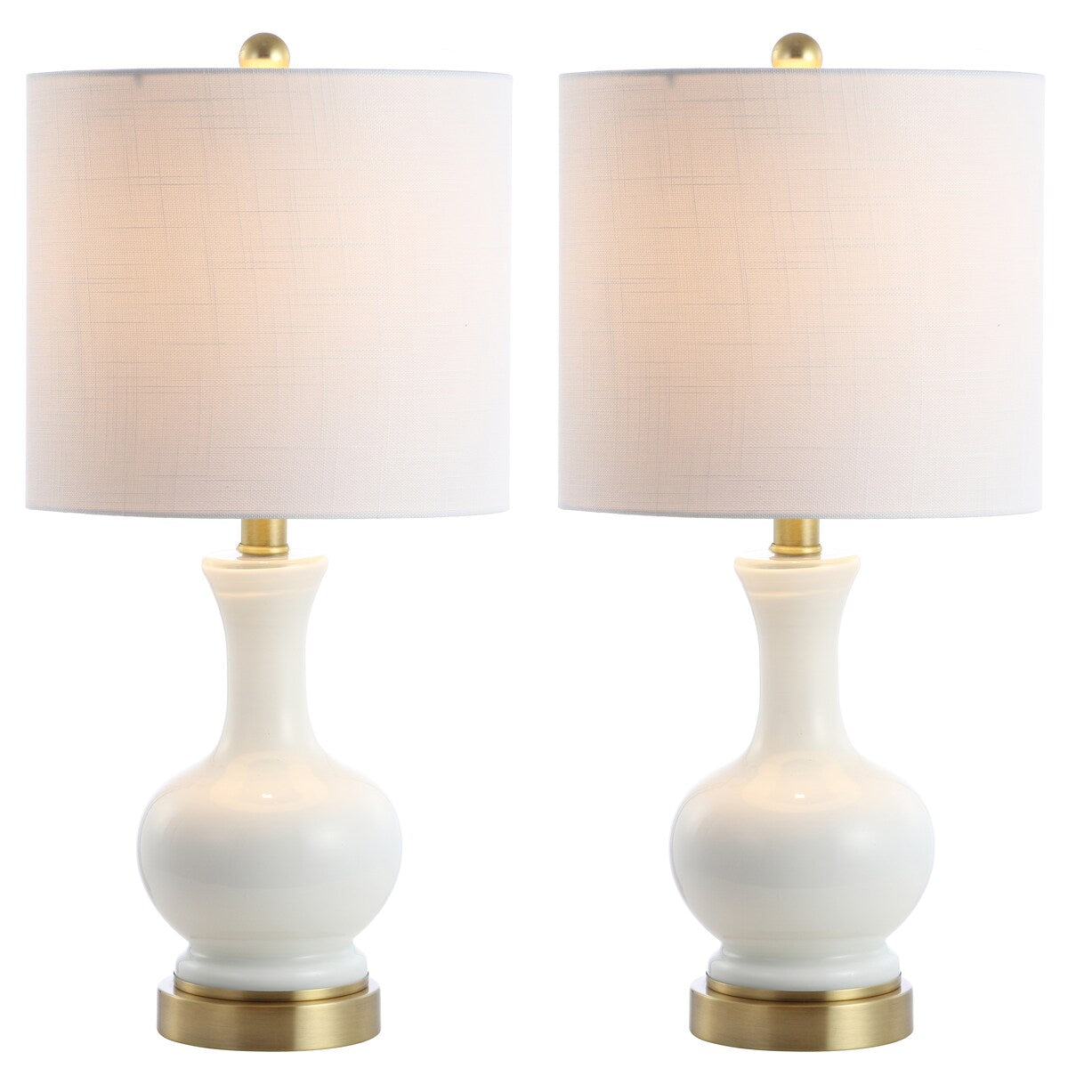 Lampe de table à LED Vermont 22 en verre/métal, blanche (lot de 2) par JONATHAN Y