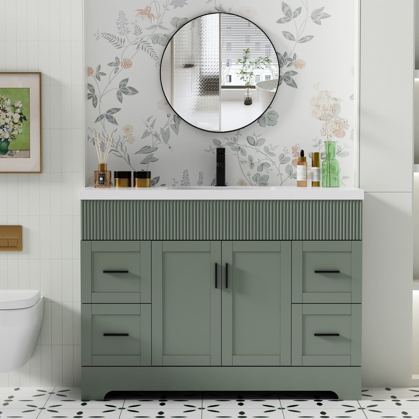 Ensemble de meuble-lavabo Wavy Line 30/36/48 avec lavabo et robinet