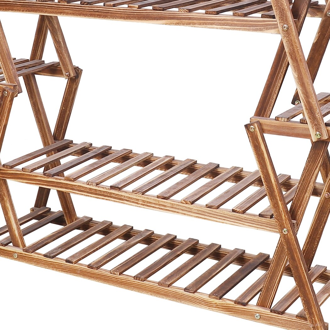 Grand support de jardin en bois pour plantes d'intérieur et d'extérieur, échelle, étagères