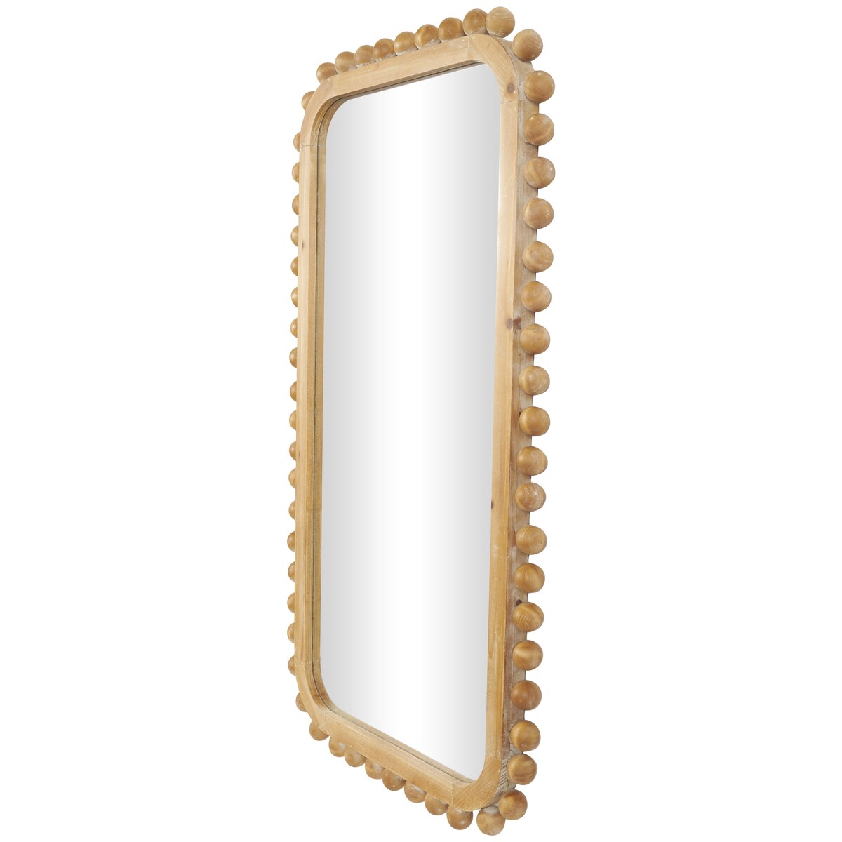 Miroir mural en bois avec cadre perlé - Marron - Roche River Decor