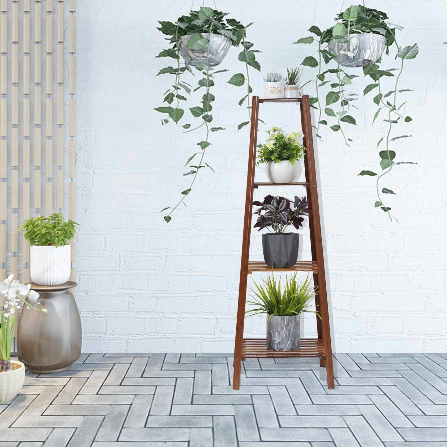 Support de fleurs en bois, cadre pour plantes, étagère à pots à plusieurs niveaux pour balcon