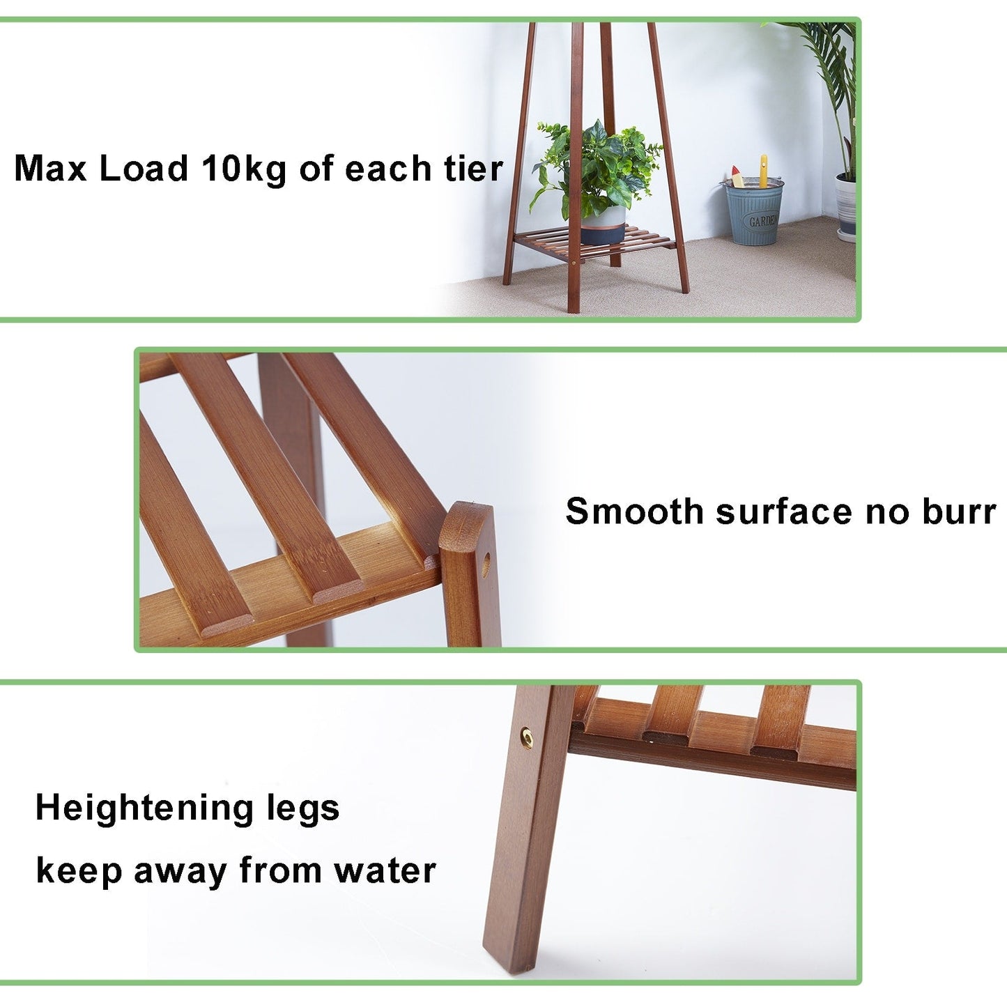 Support de fleurs en bois, cadre pour plantes, étagère à pots à plusieurs niveaux pour balcon