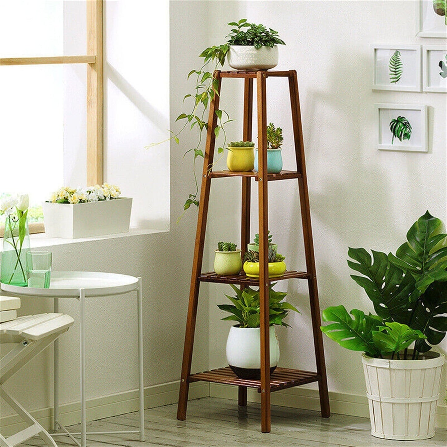 Support de fleurs en bois, cadre pour plantes, étagère à pots à plusieurs niveaux pour balcon