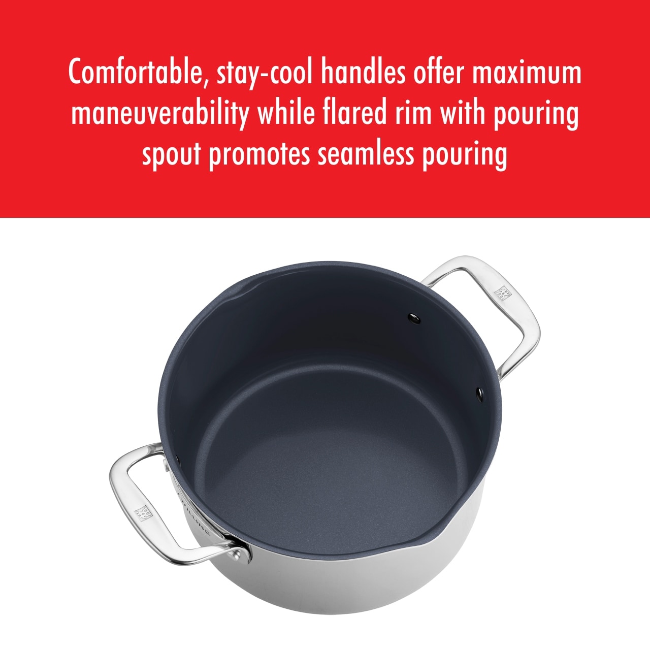 Cocotte hollandaise antiadhésive en acier inoxydable et céramique ZWILLING Clad CFX 6 pintes