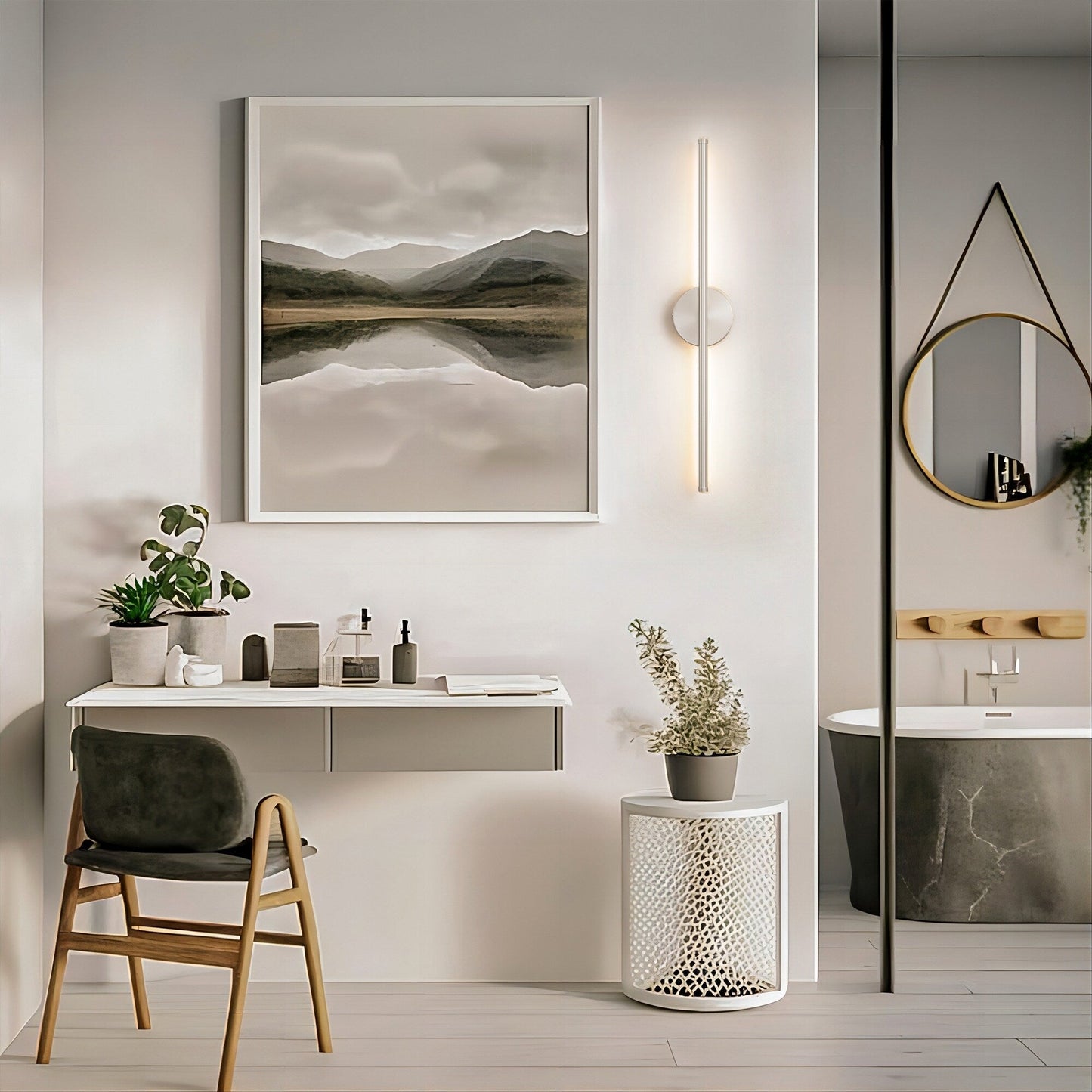 Applique murale de salle de bain à 1 lumière, linéaire et moderne, à intensité variable, à DEL intégrée, de 23,6 po