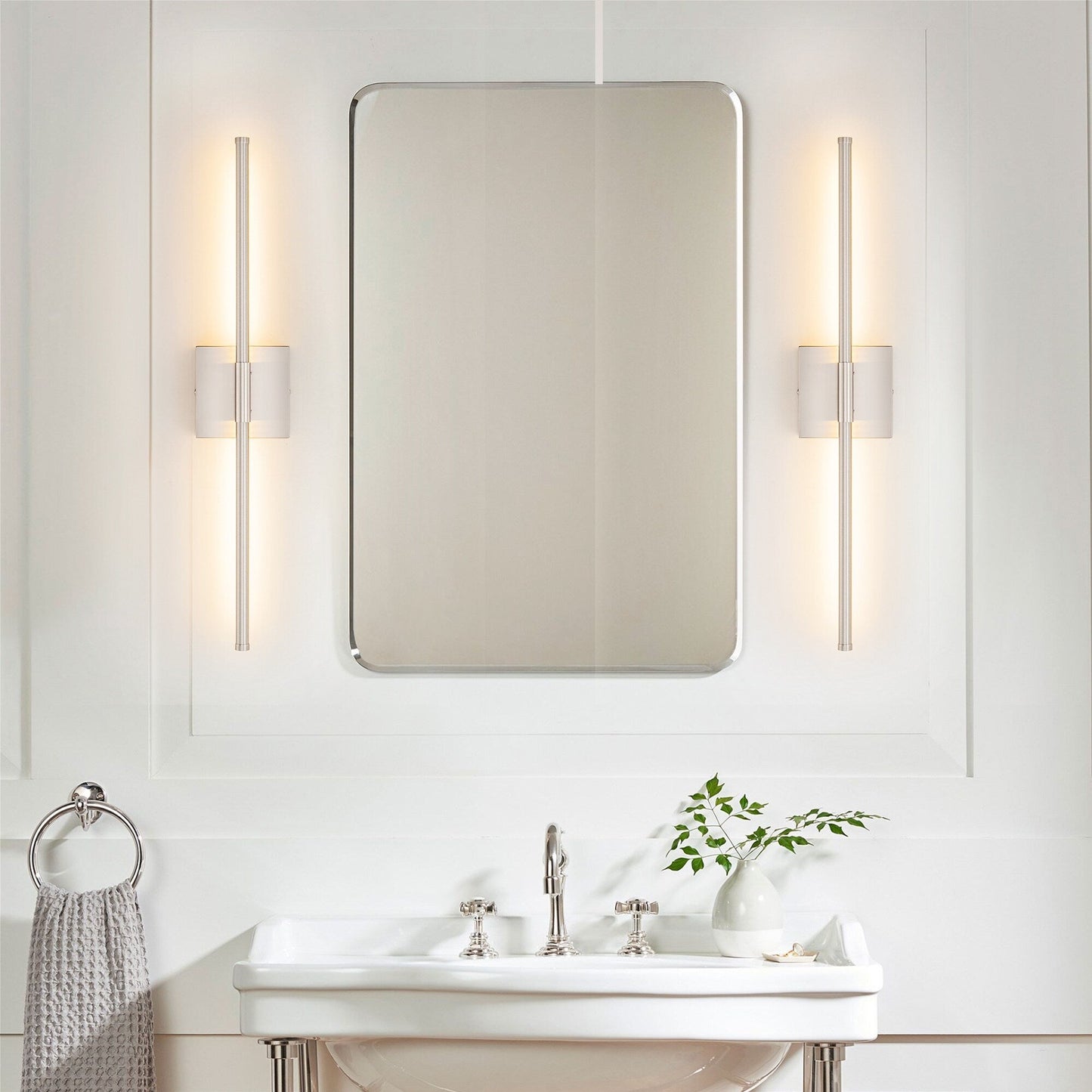 Applique murale de salle de bain à 1 lumière, linéaire et moderne, à intensité variable, à DEL intégrée, de 23,6 po