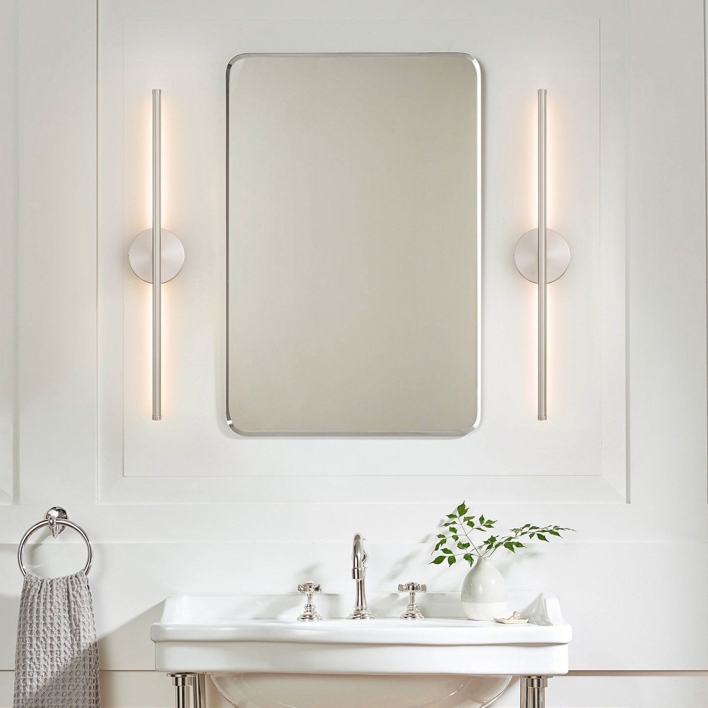 Applique murale de salle de bain à 1 lumière, linéaire et moderne, à intensité variable, à DEL intégrée, de 23,6 po