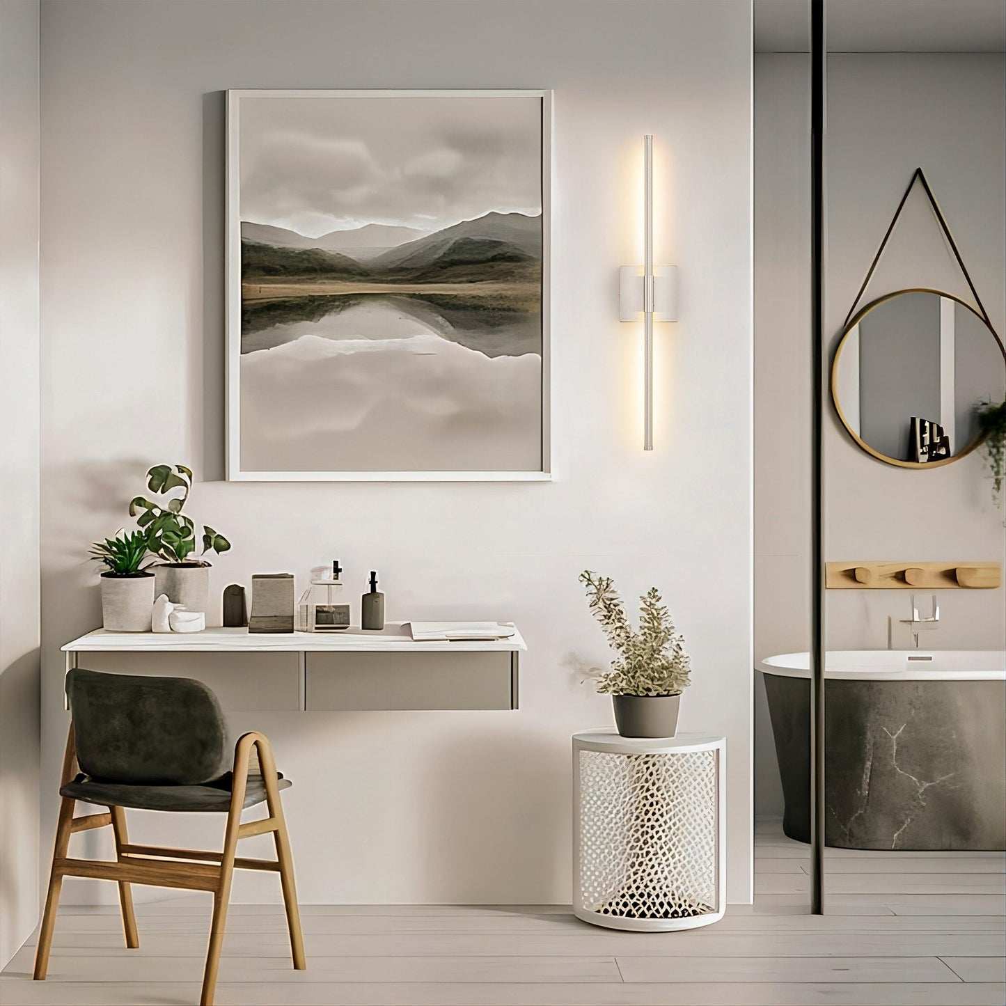 Applique murale de salle de bain à 1 lumière, linéaire et moderne, à intensité variable, à DEL intégrée, de 23,6 po