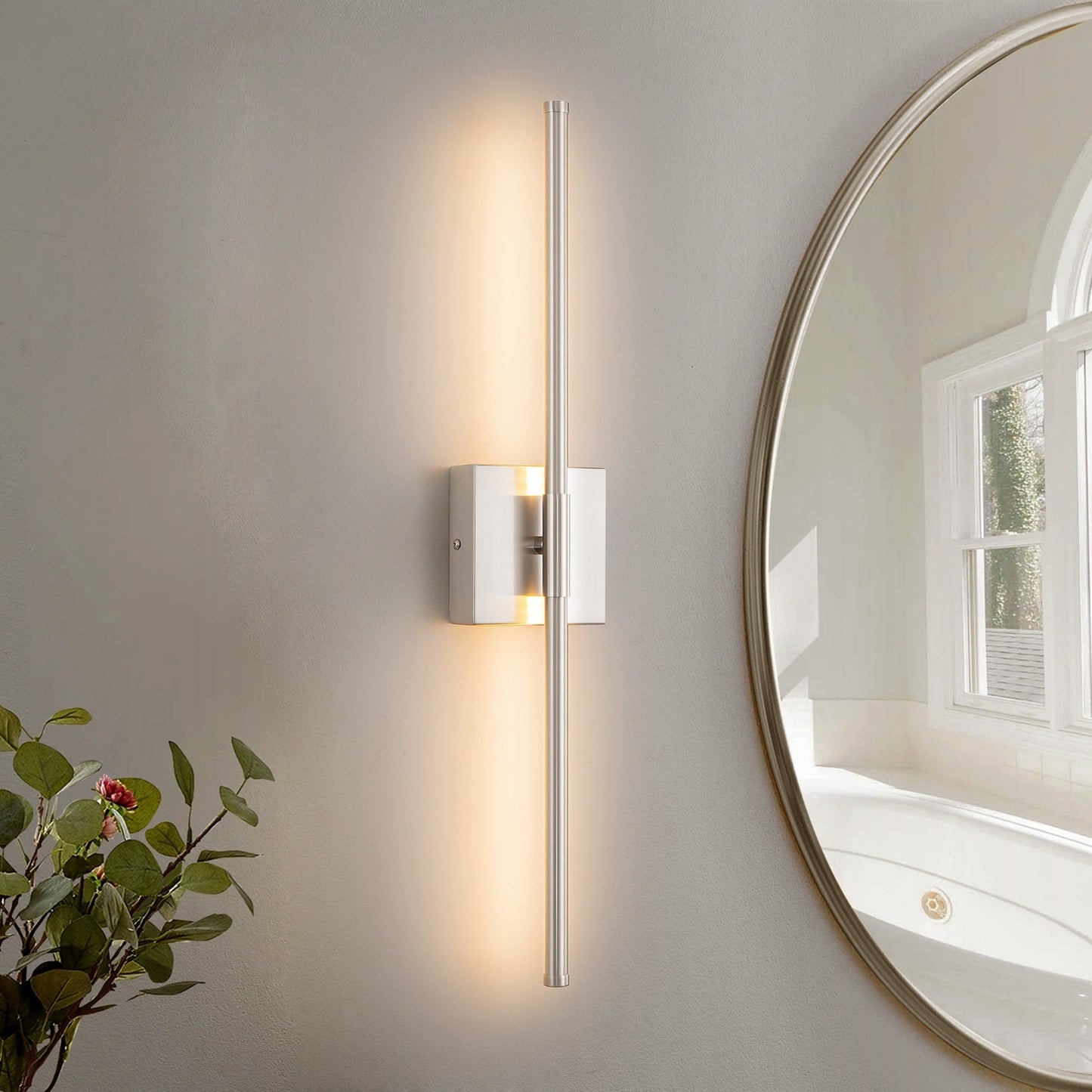 Applique murale de salle de bain à 1 lumière, linéaire et moderne, à intensité variable, à DEL intégrée, de 23,6 po
