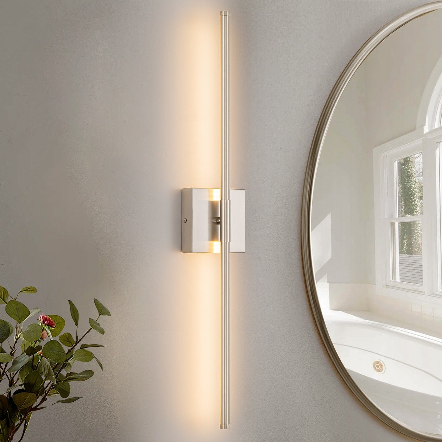 Applique murale linéaire moderne à 1 ampoule, noire, dorée et nickel, à LED, à intensité variable, pour salle de bain