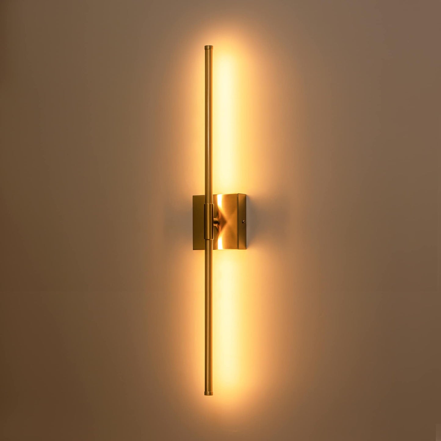 Applique murale linéaire moderne à 1 ampoule, noire, dorée et nickel, à LED, à intensité variable, pour salle de bain