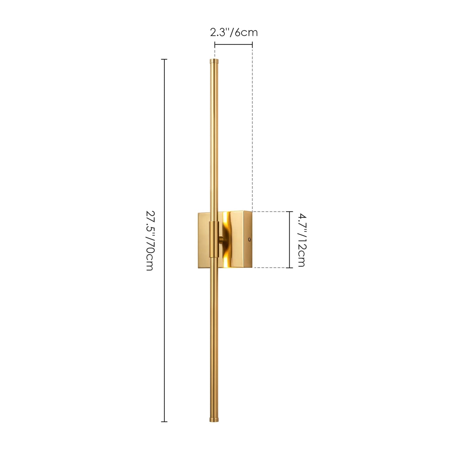 Applique murale linéaire moderne à 1 ampoule, noire, dorée et nickel, à LED, à intensité variable, pour salle de bain