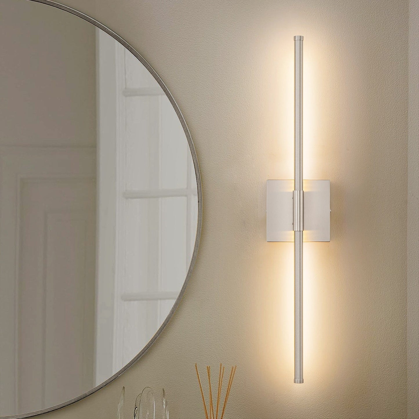 Applique murale linéaire moderne à 1 ampoule, noire, dorée et nickel, à LED, à intensité variable, pour salle de bain