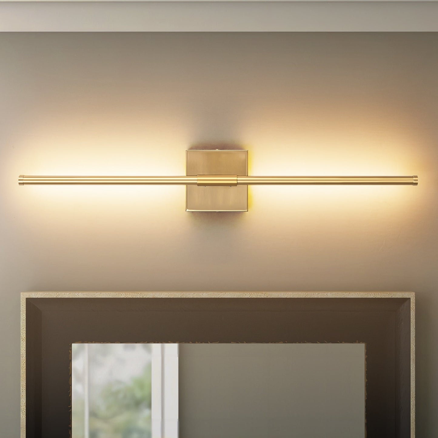 Applique murale linéaire moderne à 1 ampoule, noire, dorée et nickel, à LED, à intensité variable, pour salle de bain