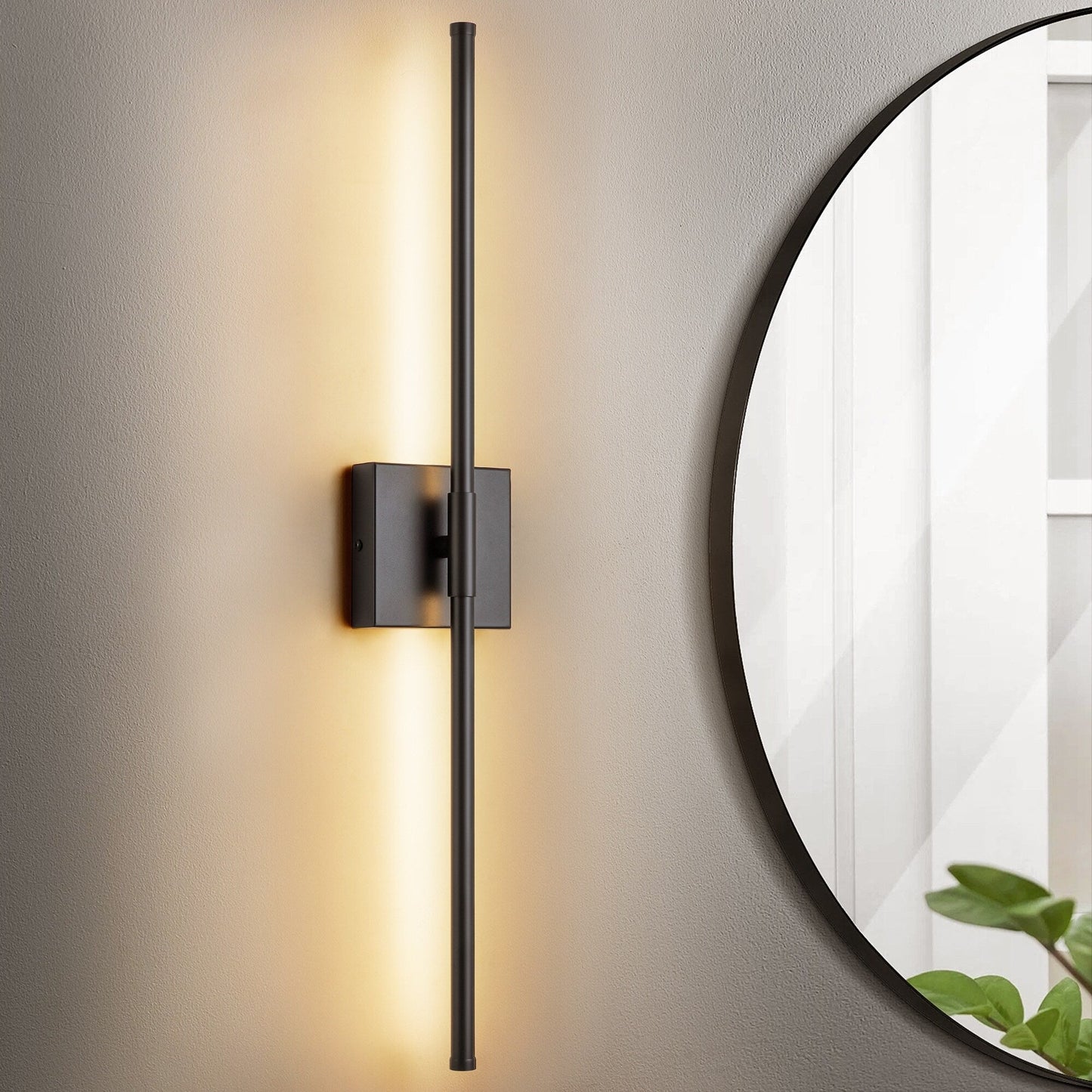 Applique murale linéaire moderne à 1 ampoule, noire, dorée et nickel, à LED, à intensité variable, pour salle de bain