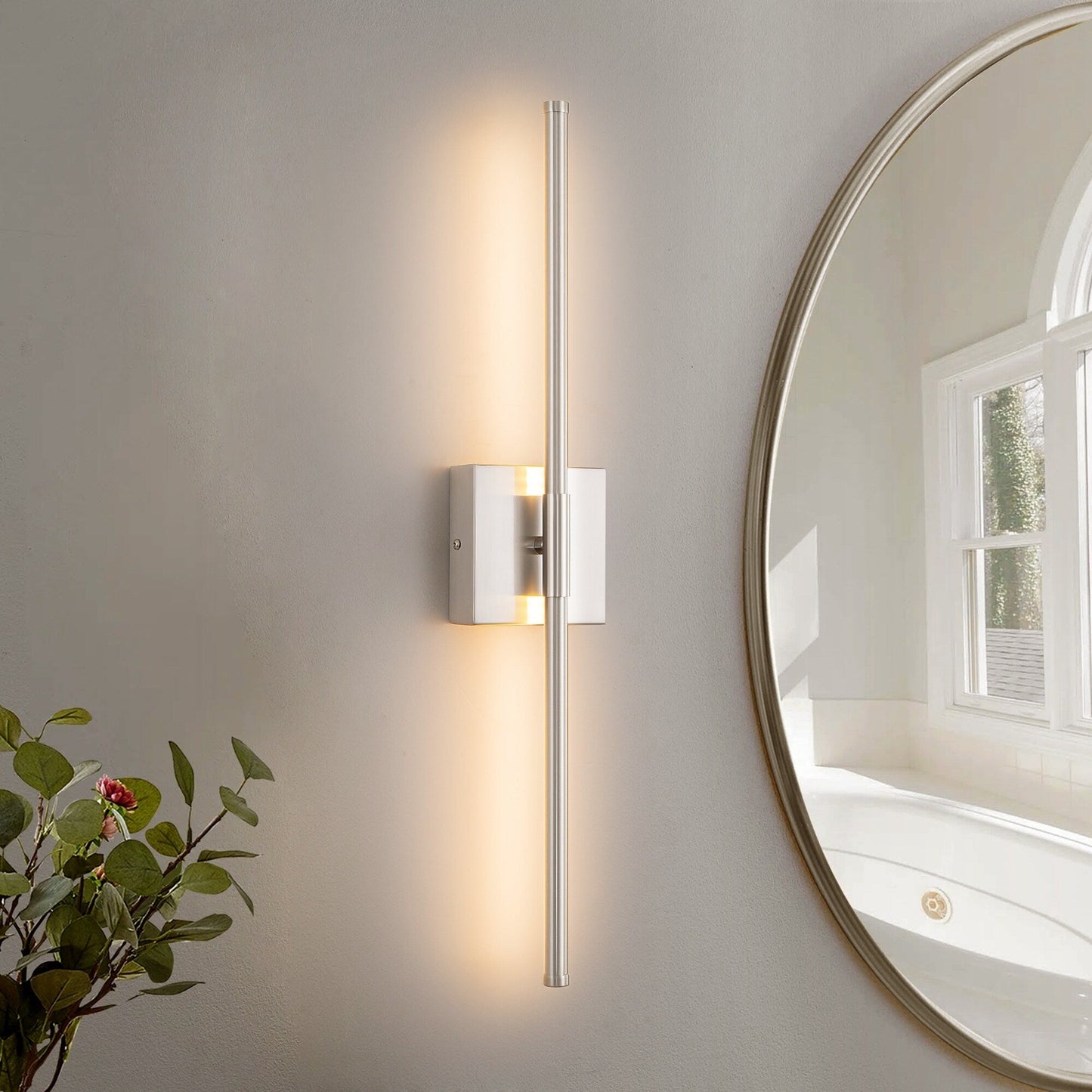 Applique murale linéaire moderne à 1 ampoule, noire, dorée et nickel, à LED, à intensité variable, pour salle de bain