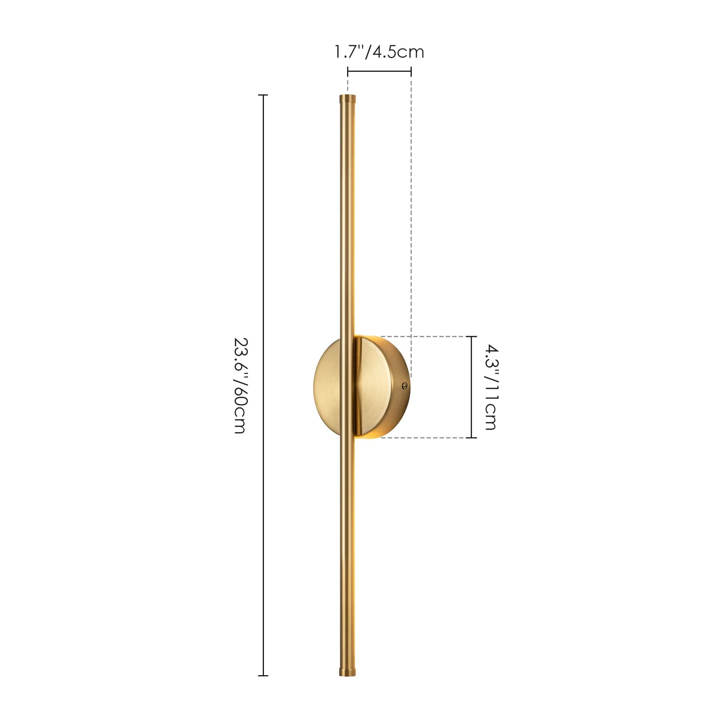 Applique murale linéaire moderne à 1 ampoule, noire, dorée et nickel, à LED, à intensité variable, pour salle de bain