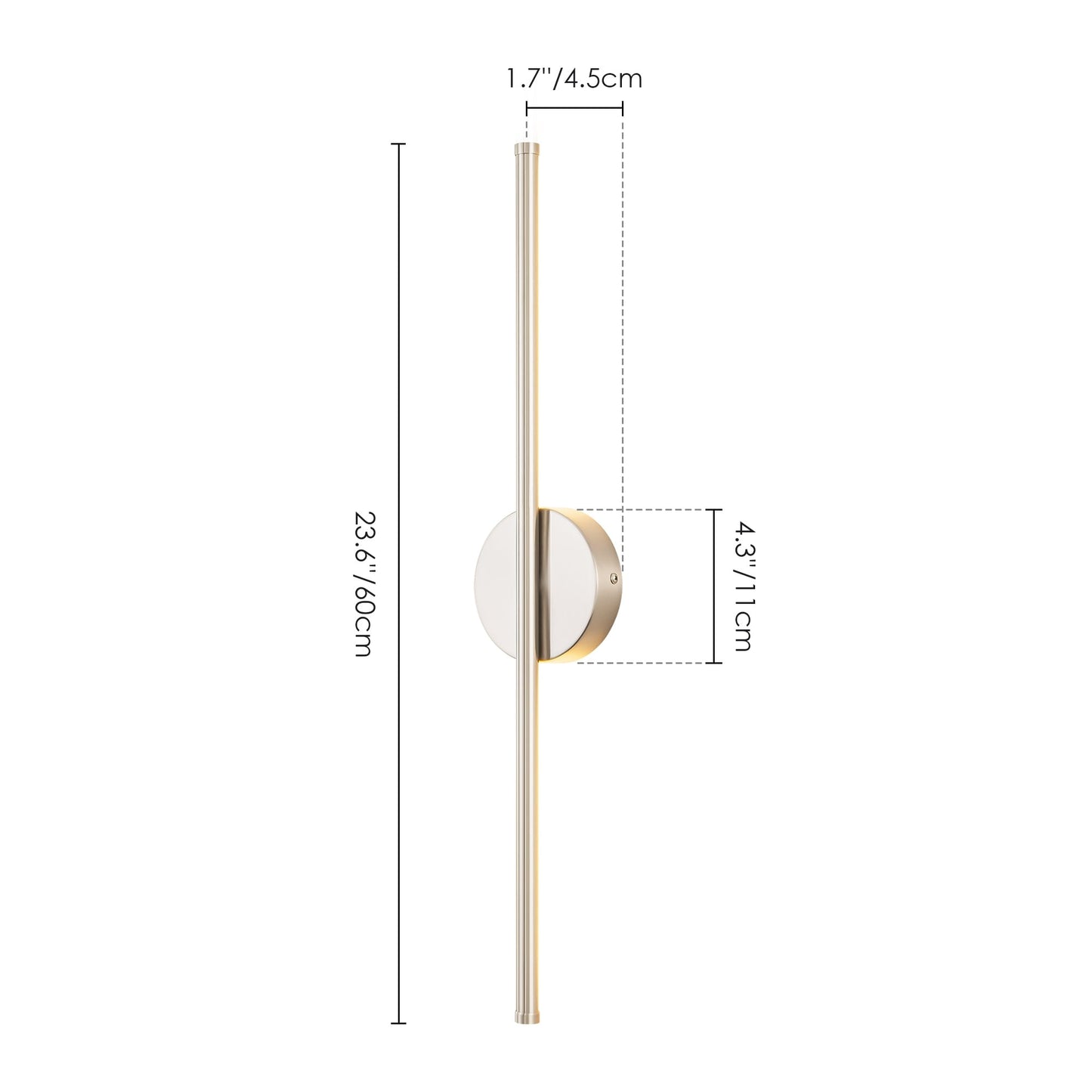 Applique murale linéaire moderne à 1 ampoule, noire, dorée et nickel, à LED, à intensité variable, pour salle de bain