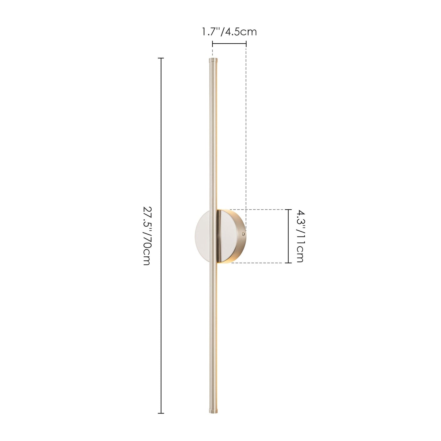 Applique murale linéaire moderne à 1 ampoule, noire, dorée et nickel, à LED, à intensité variable, pour salle de bain