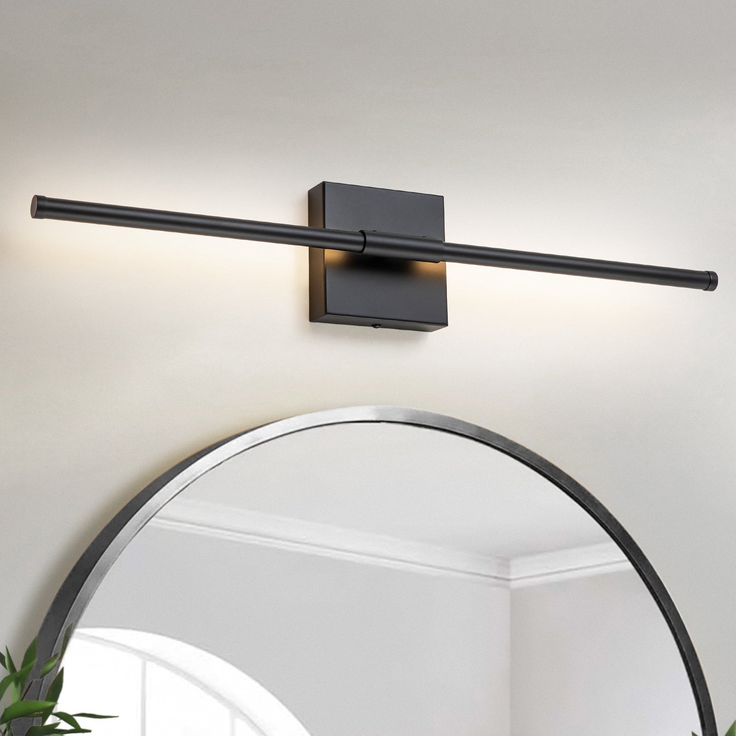 Applique murale linéaire moderne à 1 ampoule, noire, dorée et nickel, à LED, à intensité variable, pour salle de bain