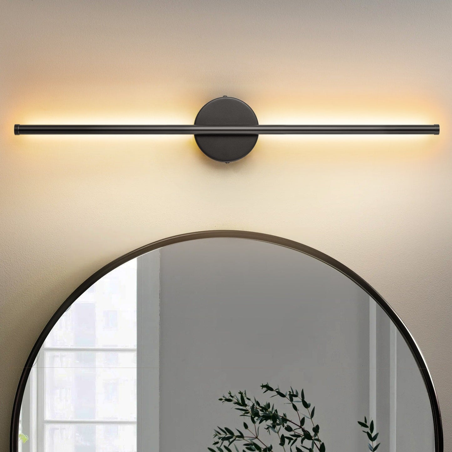 Applique murale linéaire moderne à 1 ampoule, noire, dorée et nickel, à LED, à intensité variable, pour salle de bain