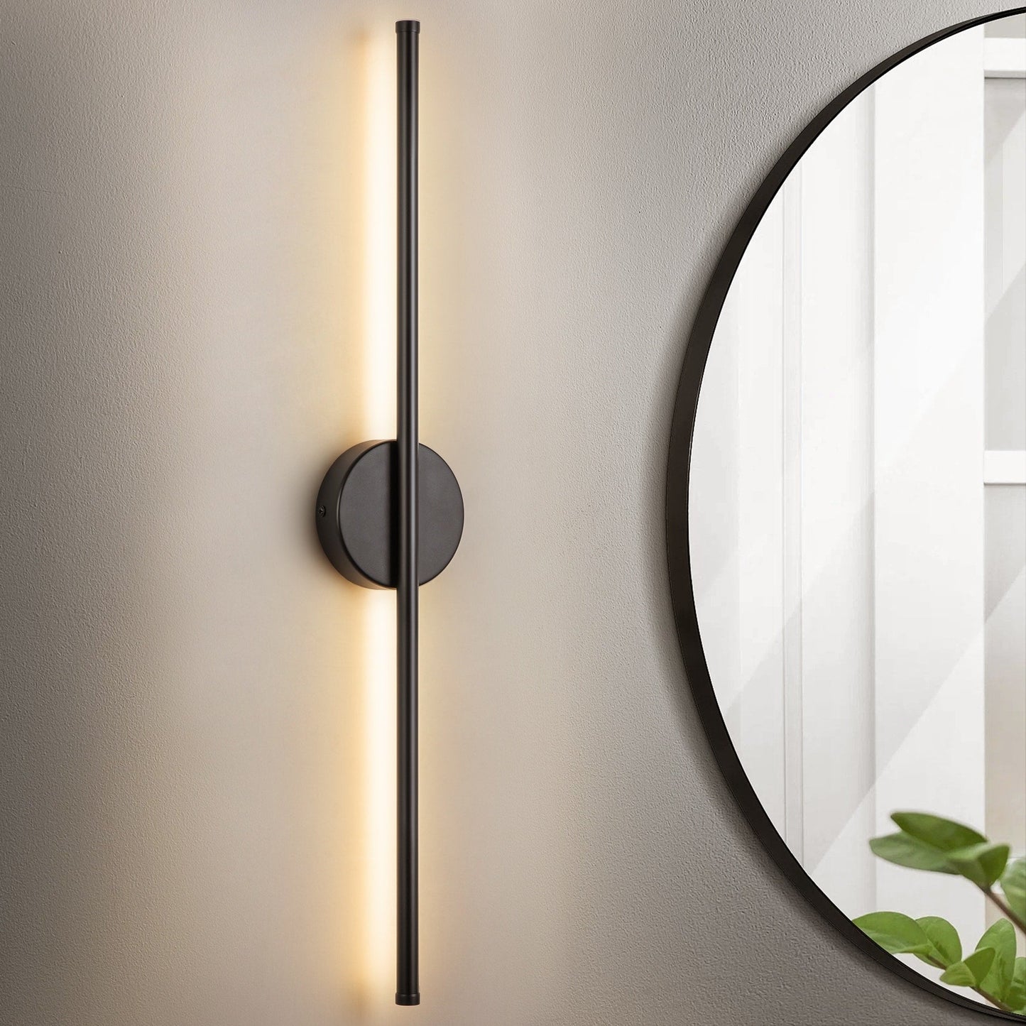 Applique murale linéaire moderne à 1 ampoule, noire, dorée et nickel, à LED, à intensité variable, pour salle de bain