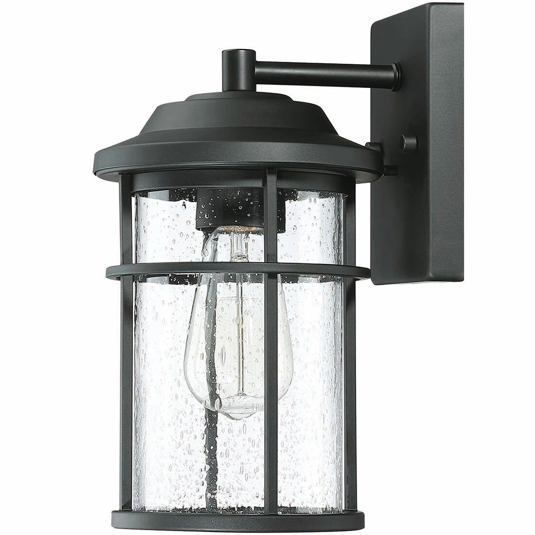 Lanterne murale d'extérieur noire en forme de dôme de grange côtière, 1 lumière, verre transparent