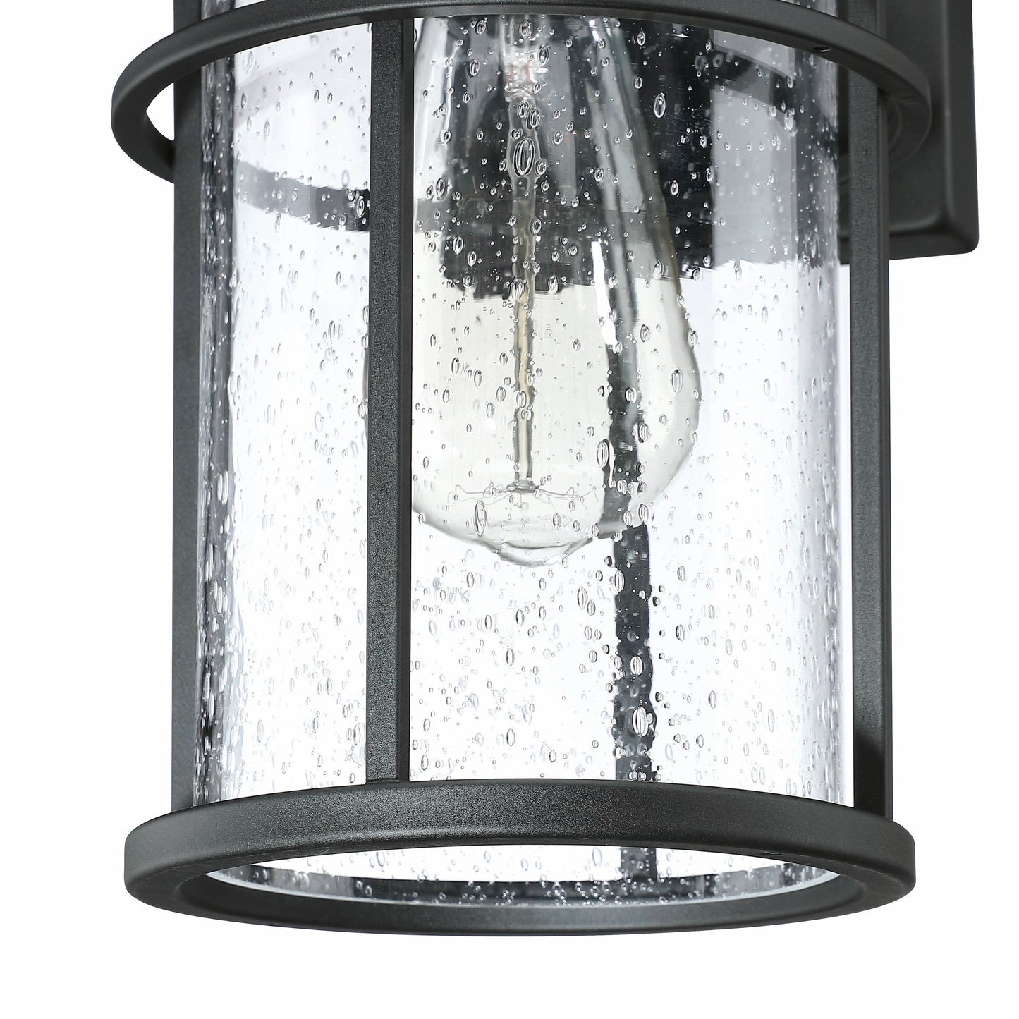 Lanterne murale d'extérieur noire en forme de dôme de grange côtière, 1 lumière, verre transparent