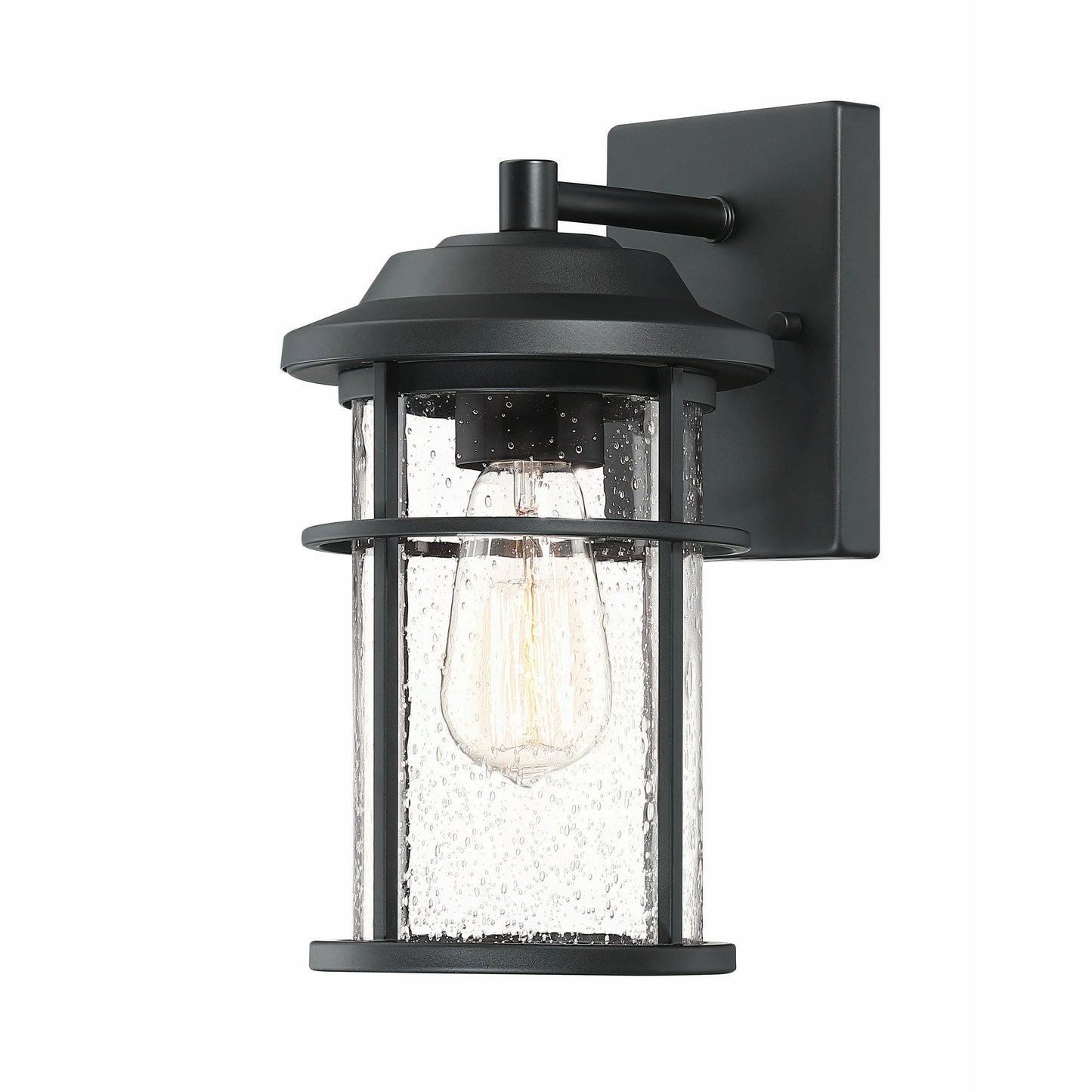 Lanterne murale d'extérieur noire en forme de dôme de grange côtière, 1 lumière, verre transparent