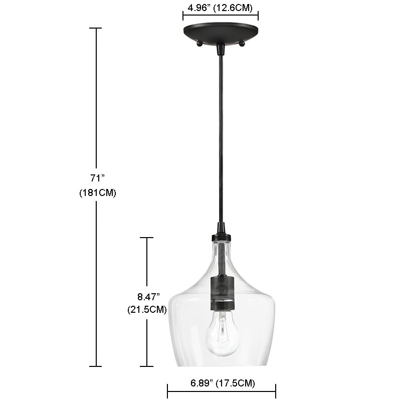 Suspension en verre transparent en forme de larme pour îlot de cuisine à 1 lumière (1 ou 3 packs au choix)