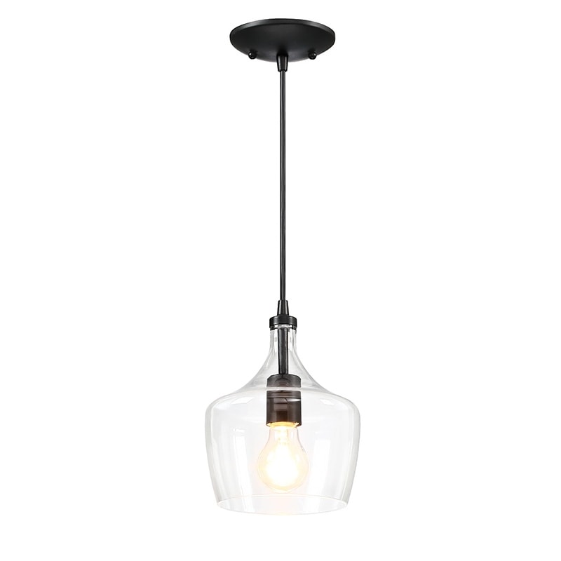Suspension en verre transparent en forme de larme pour îlot de cuisine à 1 lumière (1 ou 3 packs au choix)