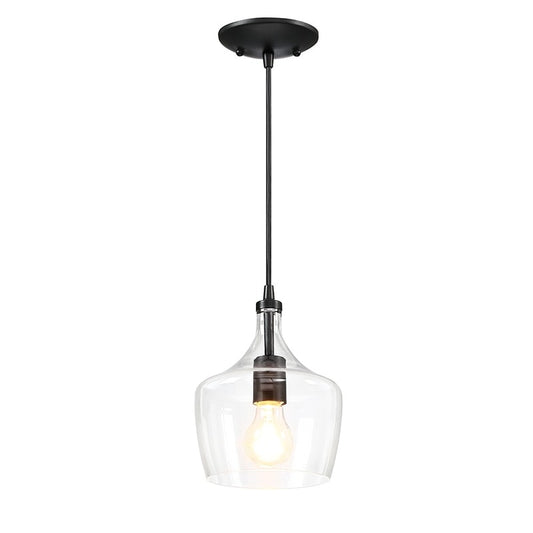 Suspension en verre transparent en forme de larme pour îlot de cuisine à 1 lumière (1 ou 3 packs au choix)