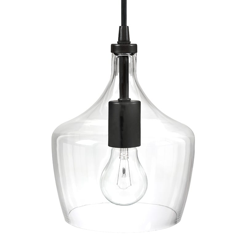 Suspension en verre transparent en forme de larme pour îlot de cuisine à 1 lumière (1 ou 3 packs au choix)