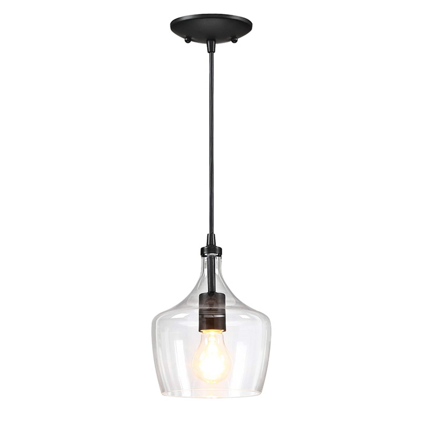 Suspension en verre transparent en forme de larme pour îlot de cuisine à 1 lumière (1 ou 3 packs au choix)