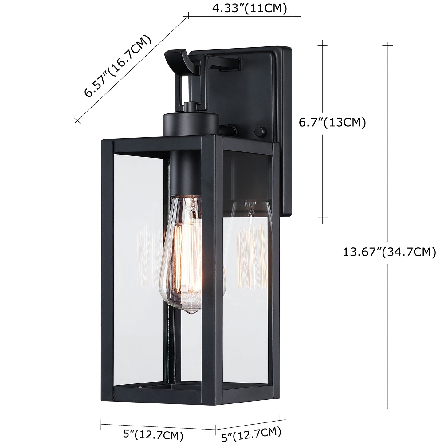 Lanterne murale d'extérieur moderne noire mate à 1 lumière